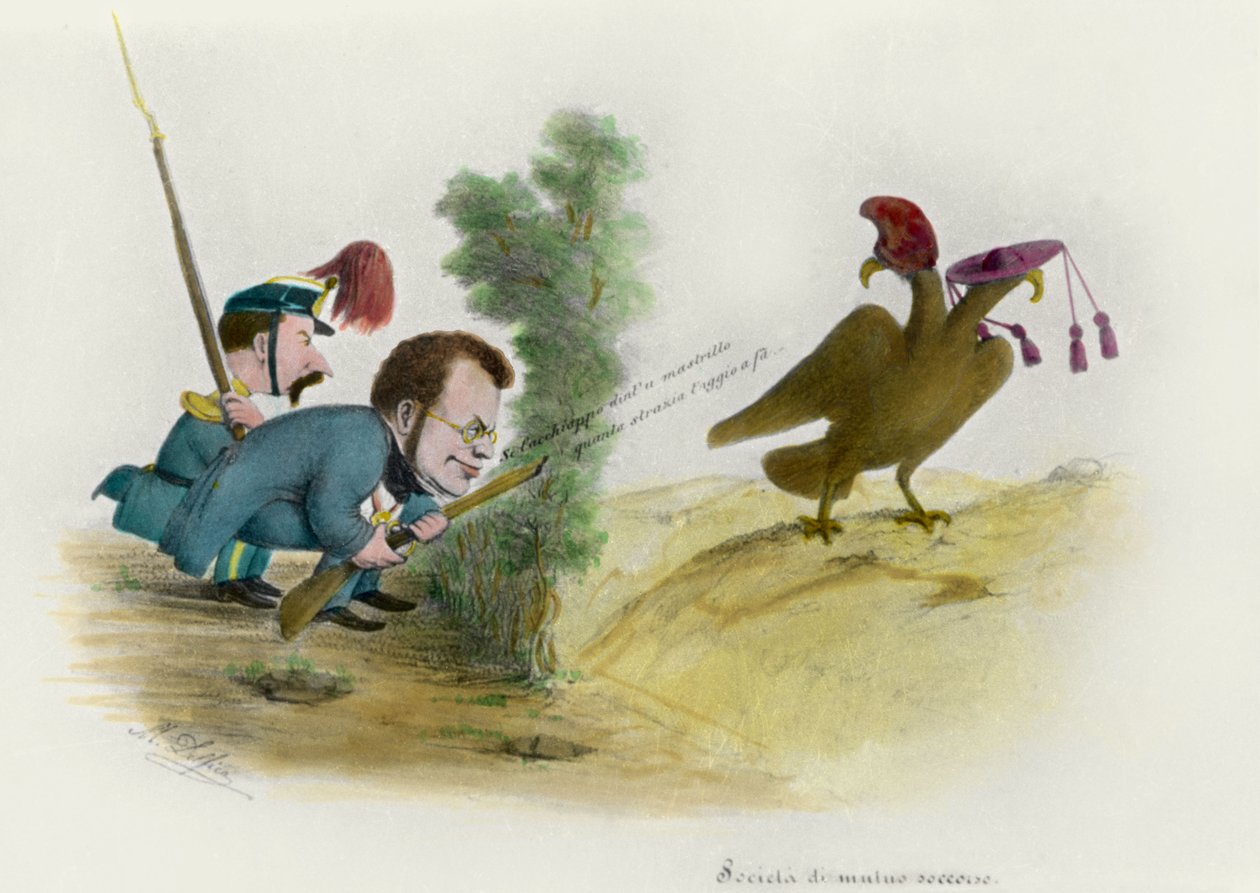 A római kérdés: Cavour gróf karikatúra, 1860 körül alkotó: Melchiorre Delfico