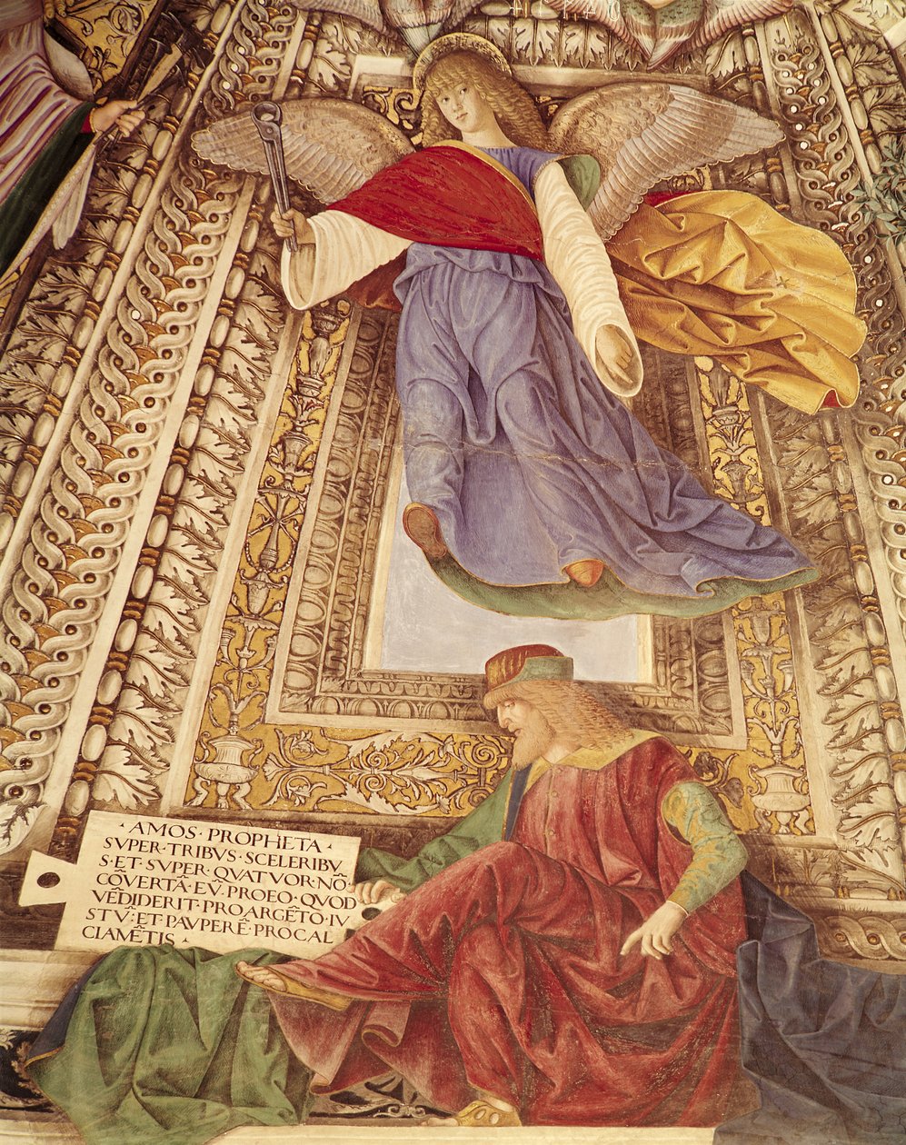 Ámosz és az angyal Krisztus szenvedésének fogóiban, a Szent Márk sekrestye kupolájából, 1477 körül (498726 részlet) alkotó: Melozzo da Forli