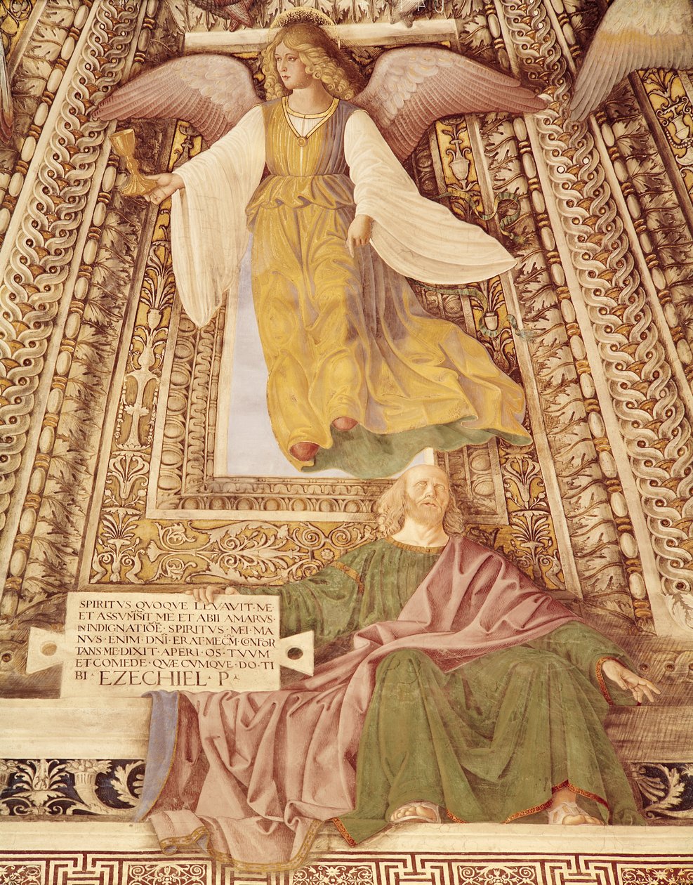 Ezékiel és az angyal Krisztus szenvedésének kelyhét tartó Szent Márk sekrestyéjének kupolájából, 1477 körül (498726 részlet) alkotó: Melozzo da Forli