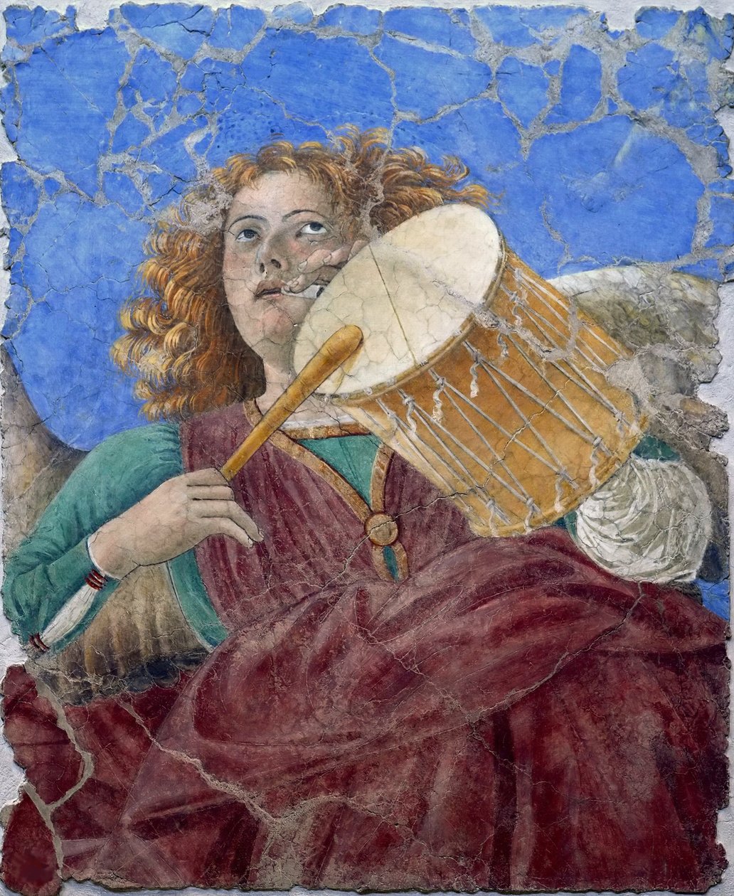 Melozzo da Forli zenész angyala, 1480 körül (freskó) alkotó: Melozzo da Forli