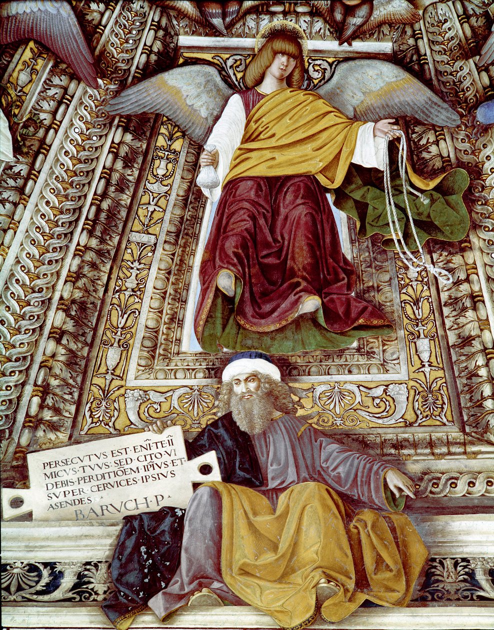 Báruch (Baruch ben Neria) Jeremiás tanítvány és egy angyal ábrázolása Melozzo da Forli (Melozzo degli Ambrosi) freskója (1438-1494) Szent Márk (Marco) sekrestyéjének kupolája, a santa casa szentélye, Loreto alkotó: Melozzo da Forli