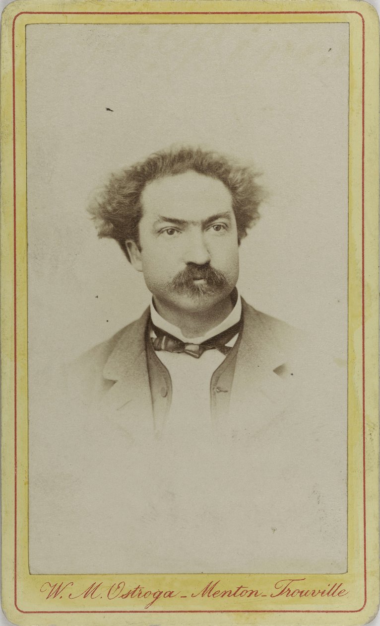 Robert Planquette zeneszerző portréja 1848-1903, c. 1880. alkotó: Menton . Photo studio W.M. Ostroga