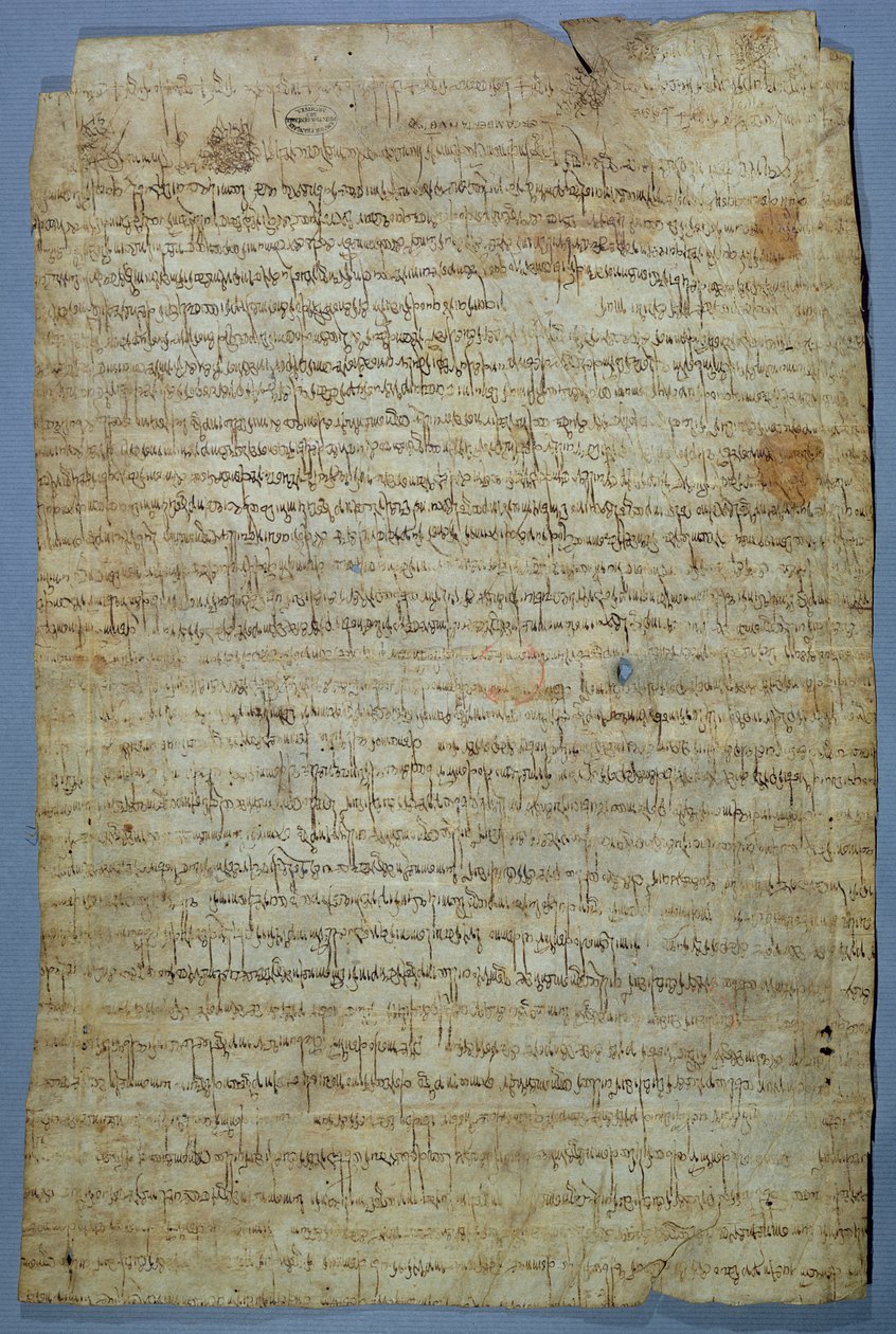 Wadomir (Uuademir) és felesége, Ercamberta által írt dokumentum, 690-691 körül (toll és tinta pergamen) alkotó: Merovingian