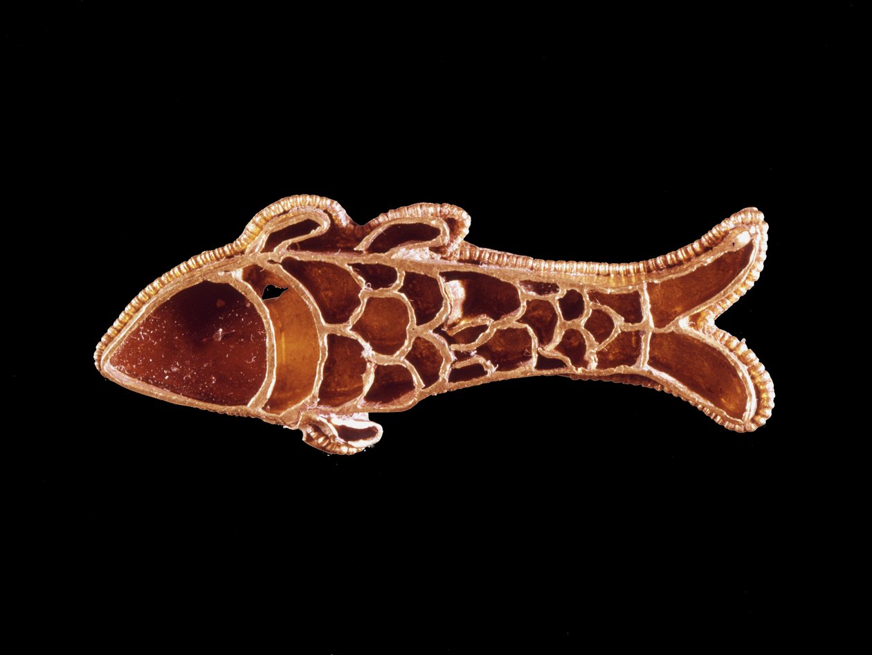 Fibula (Franciaország) a 6. századból. Saint-Germain-en-Laye Múzeum alkotó: Merovingian Merovingian
