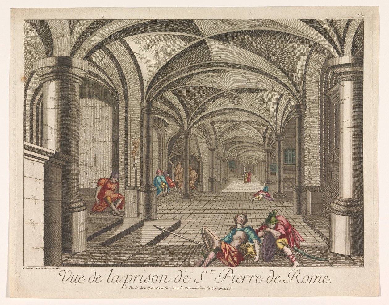 Kilátás a római Mamertine börtön belsejére Vue de la börtön de St. Pierre de Rome (cím a tárgyon) alkotó: Mesard