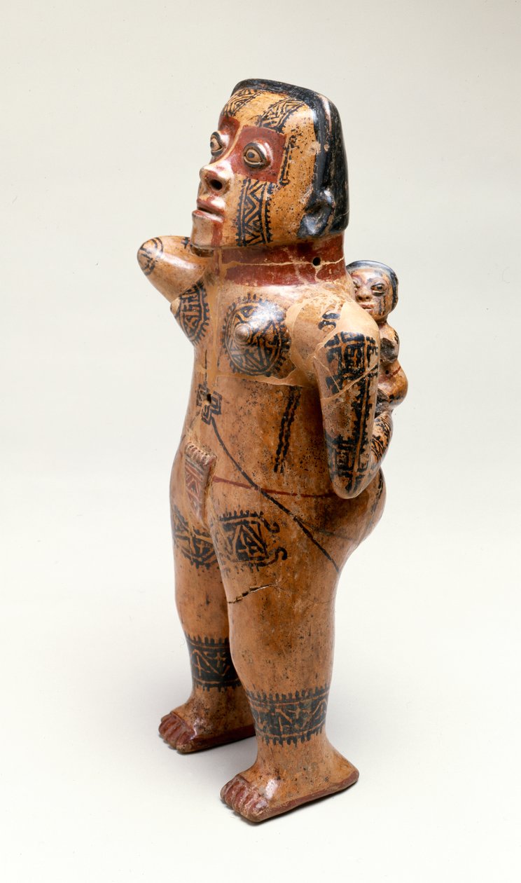 Nő gyermekkel, Guanacaste, 500-800 (kerámia) alkotó: Mesoamerican