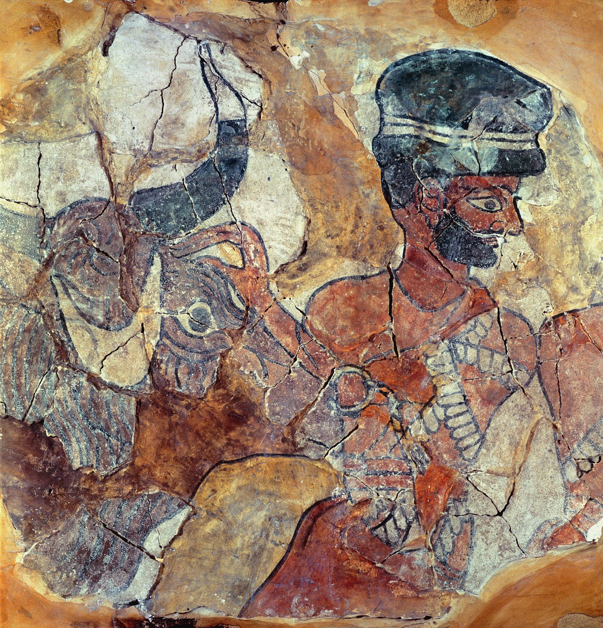 Pap, aki bikát áldoz, a Zimri-Lim palotából, Mari, Közép-Eufrátesz (falfestmény) alkotó: Mesopotamian