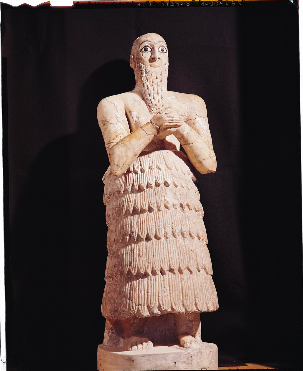 Itur-Shamagen, Mari királyának szobra imában, Mariból, Közép-Eufrátesz, ie 2800-2300 (alabástrom) (lásd még: 228262) alkotó: Mesopotamian