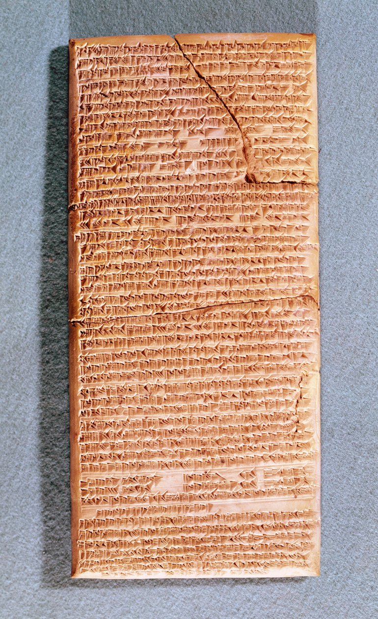 Az uruki (Warka) Anu templomban történt rituális áldozatokról szóló tábla egy Kr.e. 3-1. századi ősi szöveg másolata (agyag) alkotó: Mesopotamian