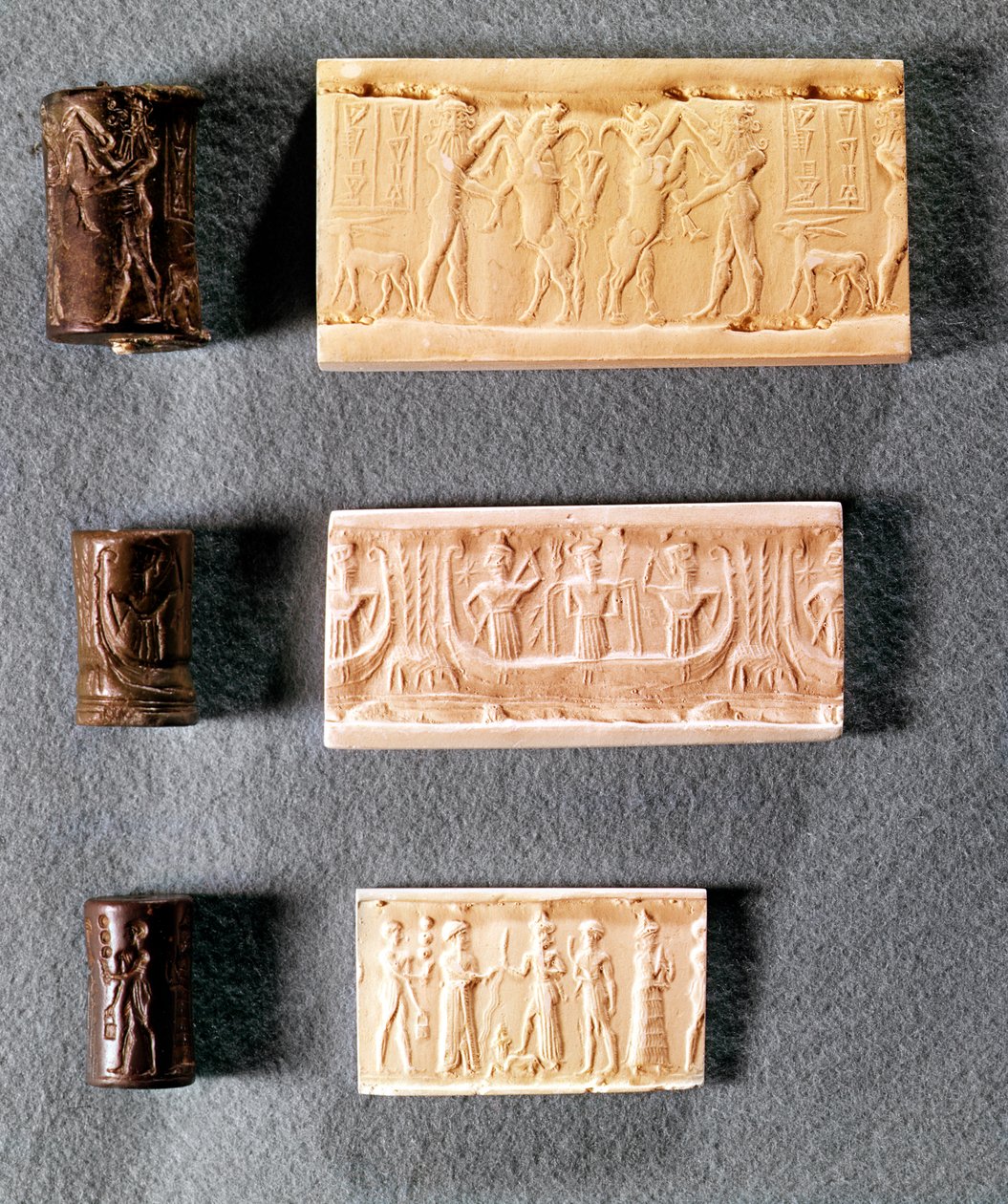 Három hengeres tömítés lenyomatokkal, Kr.e. 1. évezred (fém és gipsz) alkotó: Mesopotamian