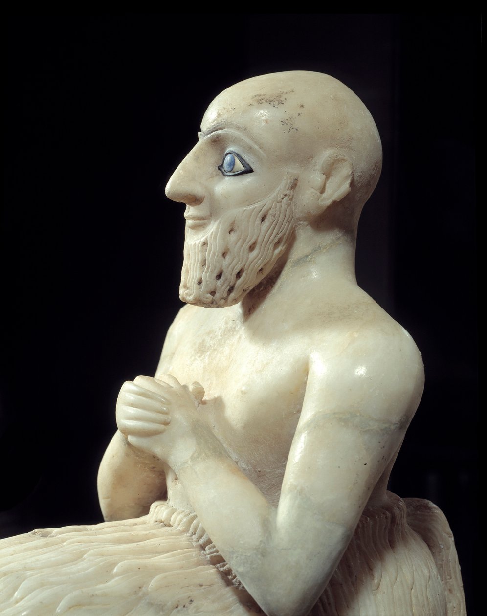 Művészet Mezopotámia: Ebih-il intendáns szobra. Albástrom, kagyló, lapis-lazuli és pala szobra, Kr.e. 2500 körül (sumér korszak, ie 2900-2200 körül). Maritól. Magasság: 0,525 m. Párizs, Louvre Múzeum alkotó: Mesopotamian