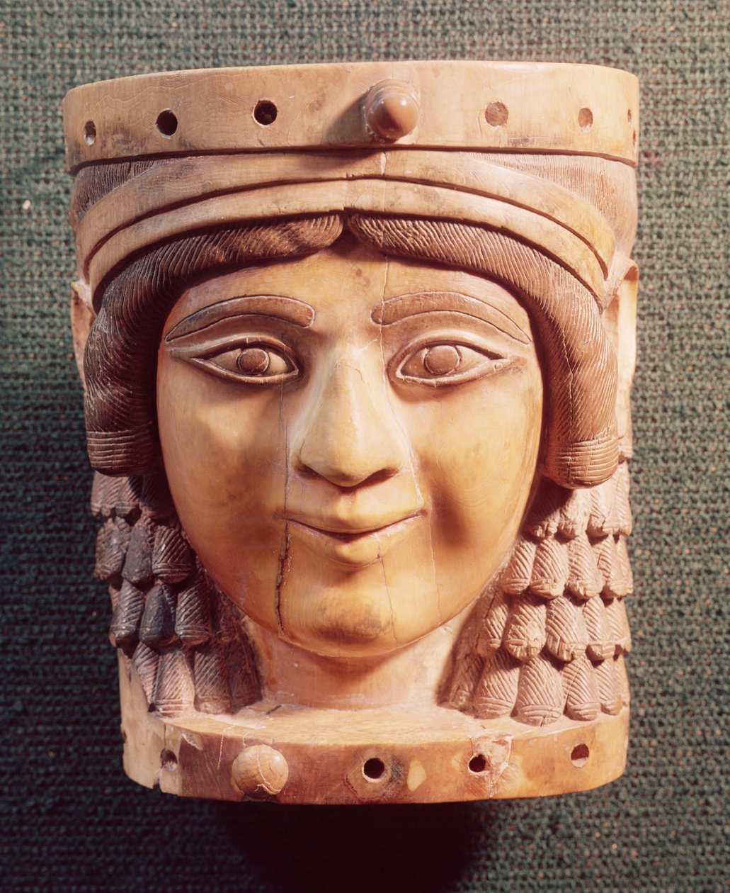 Egy nő feje, akit a kút hölgyének vagy a nimrudi Mona Lisa-nak hívnak, a III. Salmanassar palotából, ie 1400-612 alkotó: Mesopotamian
