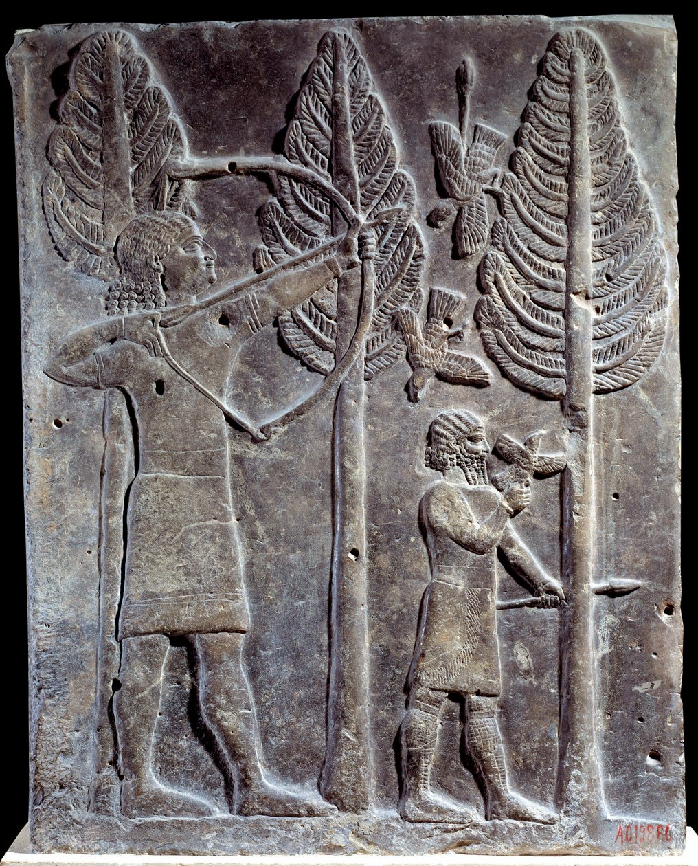 Madárvadász jelenet. Alacsony dombormű albaszterben II. Sargon vagy Sharroukin, Asszír király palotájától Khorsabadig (Khunsabad) (Mezopotámia), Irak. Kr.e. 722-705. Párizs. Louvre múzeum alkotó: Mesopotamian Mesopotamian