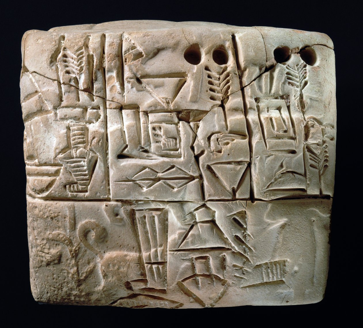 Korai piktogramos ékírásos tábla, Mezopotámia, Uruk, Kr.e. 3100-2900 (agyag) alkotó: Mesopotamian Mesopotamian
