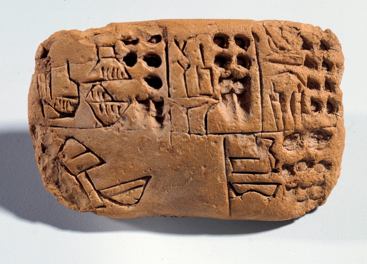 Mezopotámia: nyersföld tábla ékírásos felirattal. Sumer régió. ie 3300 Párizs, Musee du Louvre alkotó: Mesopotamian School