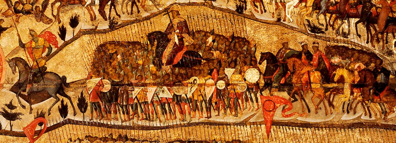 Áldott légy a menny királyának házigazdája Részlet: Warriors Range: Ivan IV, Vladimir Monomakh, Vladimir I, Boris and Gleb, 1550-es évek alkotó: Metropolitan of Moscow Athanasius