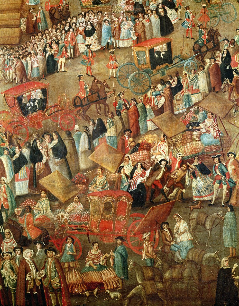 Plaza Mayor Mexikóban, kocsik részlete alkotó: Mexican School