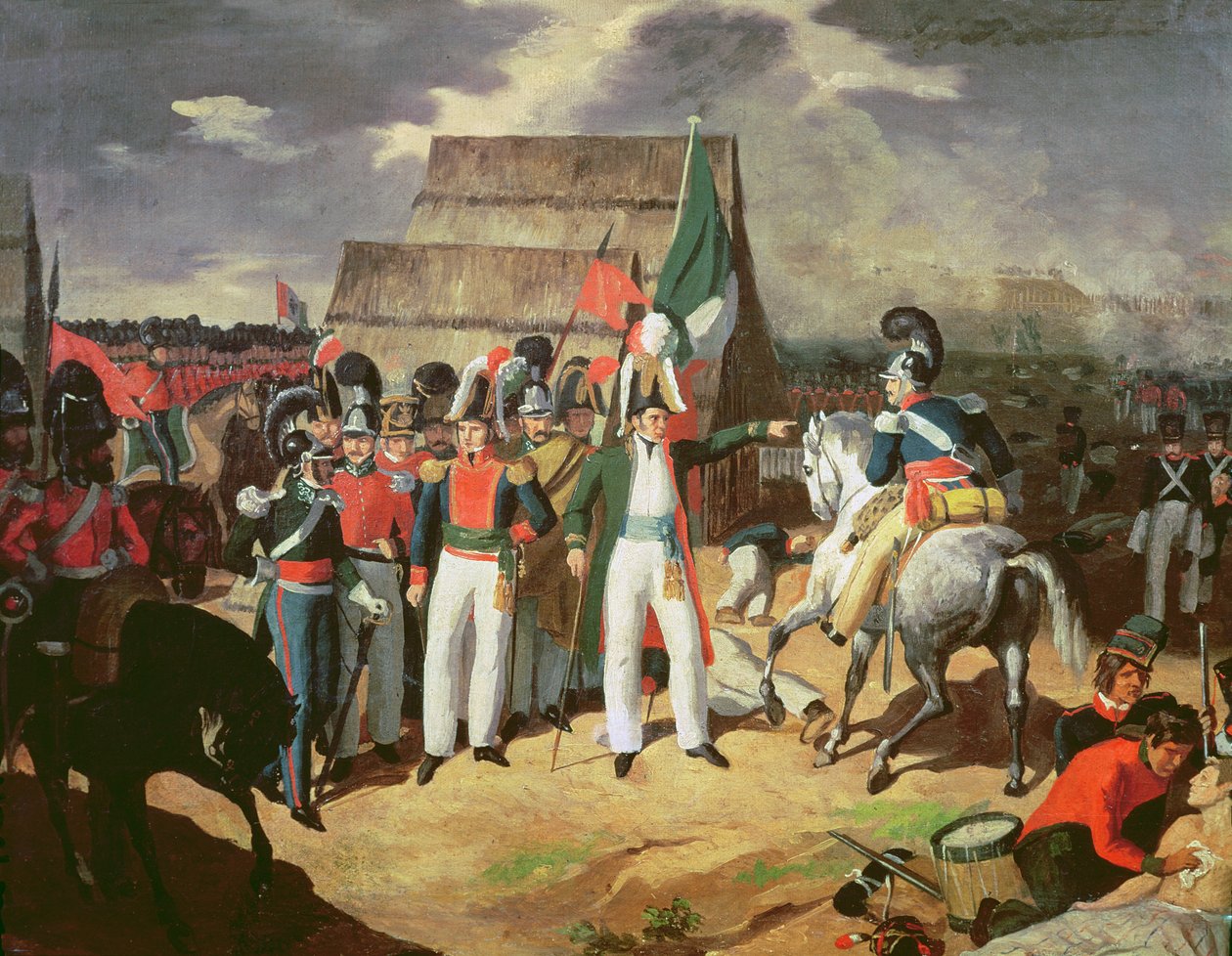 Santa Anna dacol VII. Ferdinánd spanyol csapataival alkotó: Mexican School