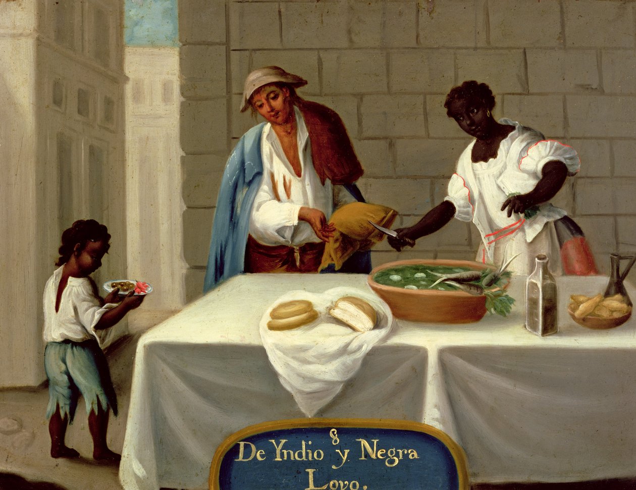 Egy amerikai indián férfi és fekete felesége, a mexikói vegyes fajú házasságokról szóló sorozatból alkotó: Mexican School