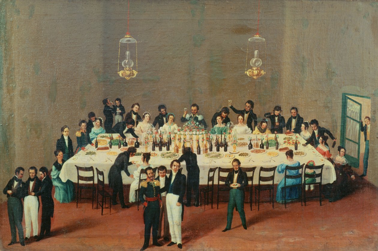 Bankett Oaxacában Antonio Leon tábornok tiszteletére alkotó: Mexican School