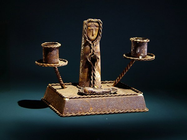 Gyertyatartó Jézus figurájával (fém) (részletesen lásd: 229282) alkotó: Mexican School