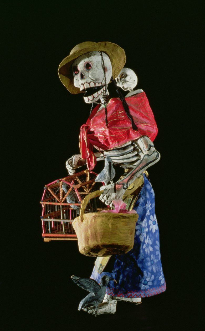 A halottak napjának figurája (papírmasé) alkotó: Mexican School