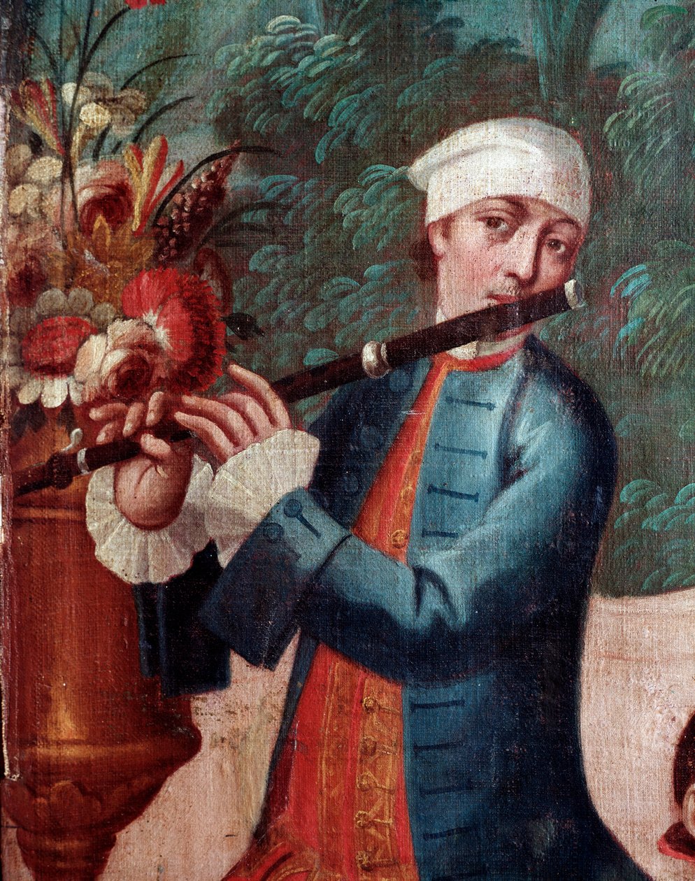 Fuvolajátékos (Vászonrészlet, festés alkotó: Mexican School