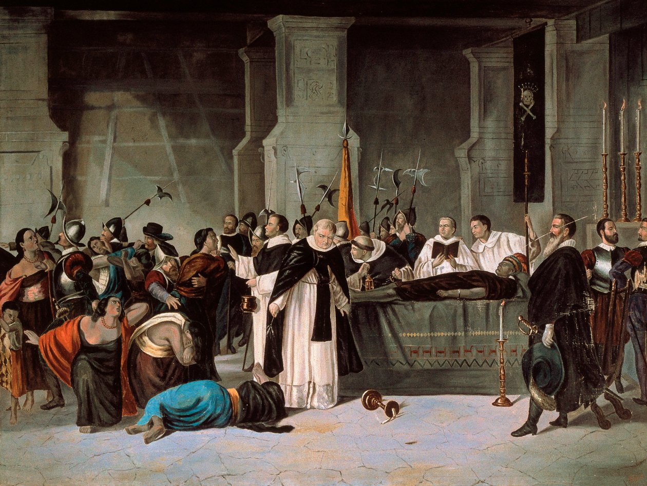 Atahualpa temetése, 1533. augusztus, 1869 körül (olaj, vászon) alkotó: Mexican School