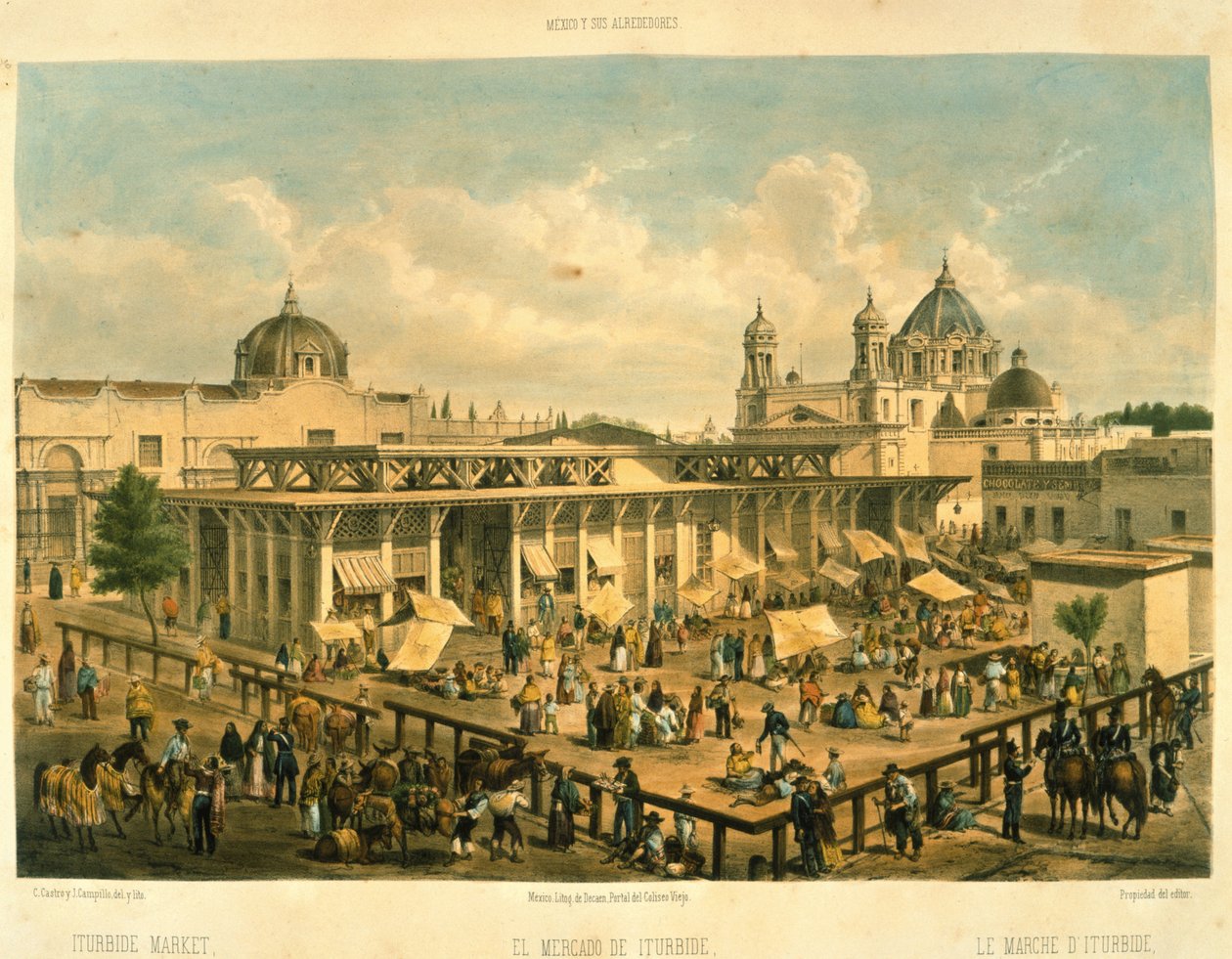 Iturbide piac, Old St. John Sq, Mexikóváros alkotó: Mexican School