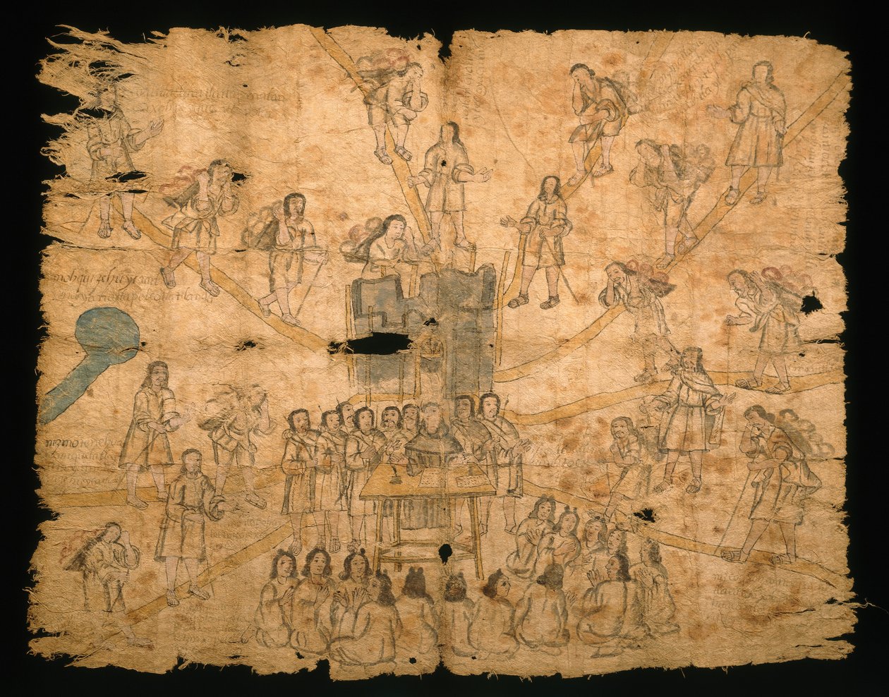 Oldal a Codex San Pedro Atlapolco-ból, Nahua (tinta és akvarell amatőr papíron) (lásd még: 499243) alkotó: Mexican School