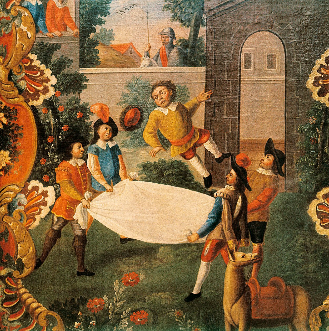 Jelenet a csatorna Don Quijotéjából (El ingenioso Hidalgo Don Quijote de la Mancha), Miguel de Cervantes (1547-1616) XVIII. század (festmény) alkotó: Mexican School