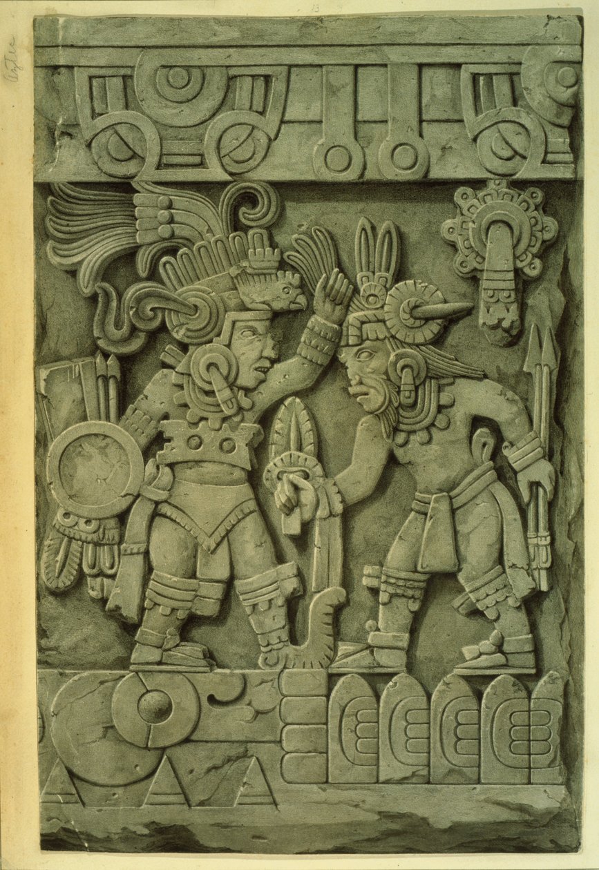 Tizoc köve (színes litográfia) alkotó: Mexican School