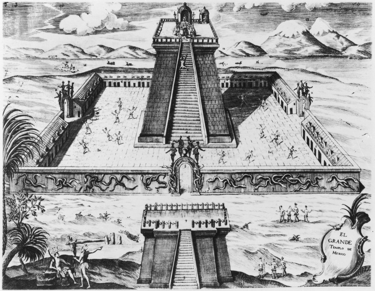 A Templo Mayor Tenochtitlanban, a Historia de Nueva Espana-ból, 1770 alkotó: Mexican School