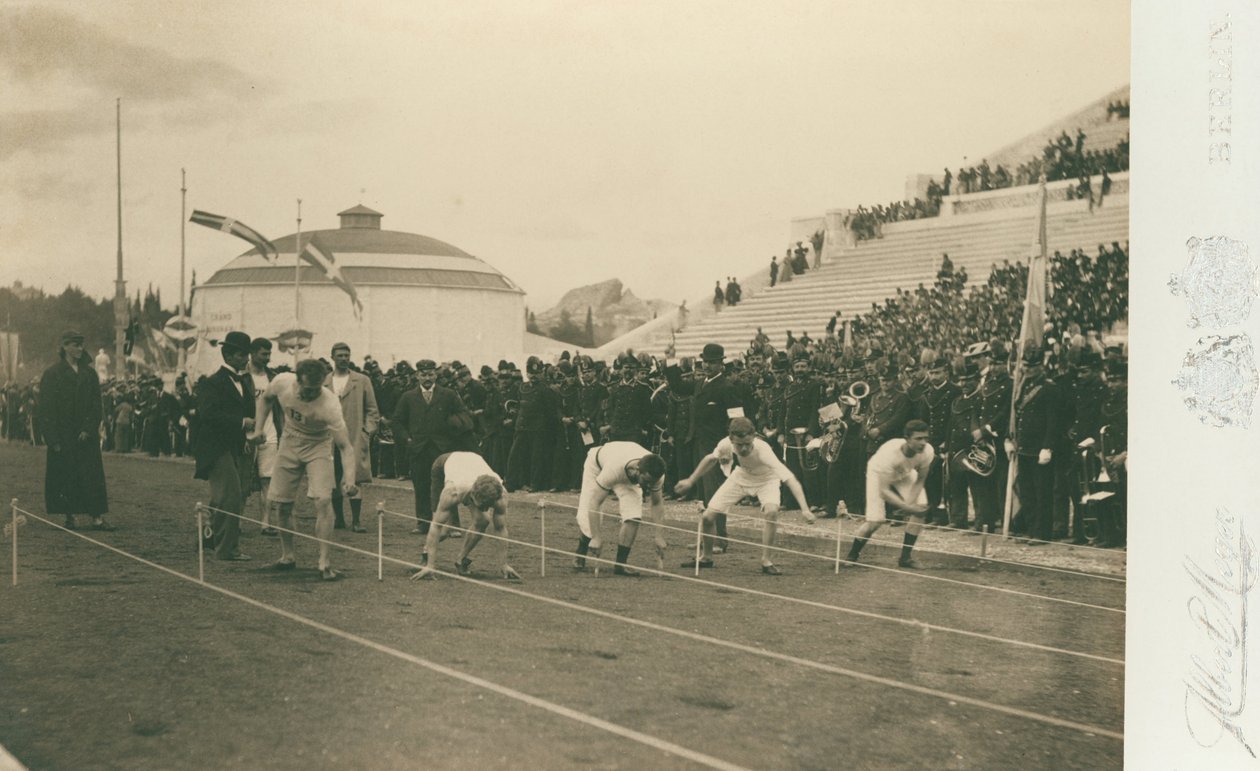 Olimpiai játékok, 1896; felkészülés a 100 méteres versenyre alkotó: Meyer Albert