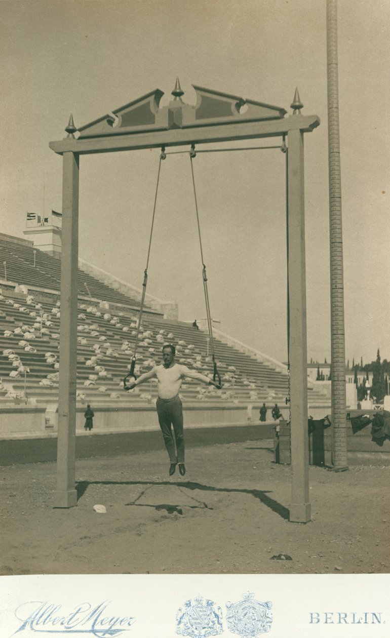 Olimpiai játékok, 1896; a sportoló Herman Weingartner, harmadik a ringben alkotó: Meyer Albert