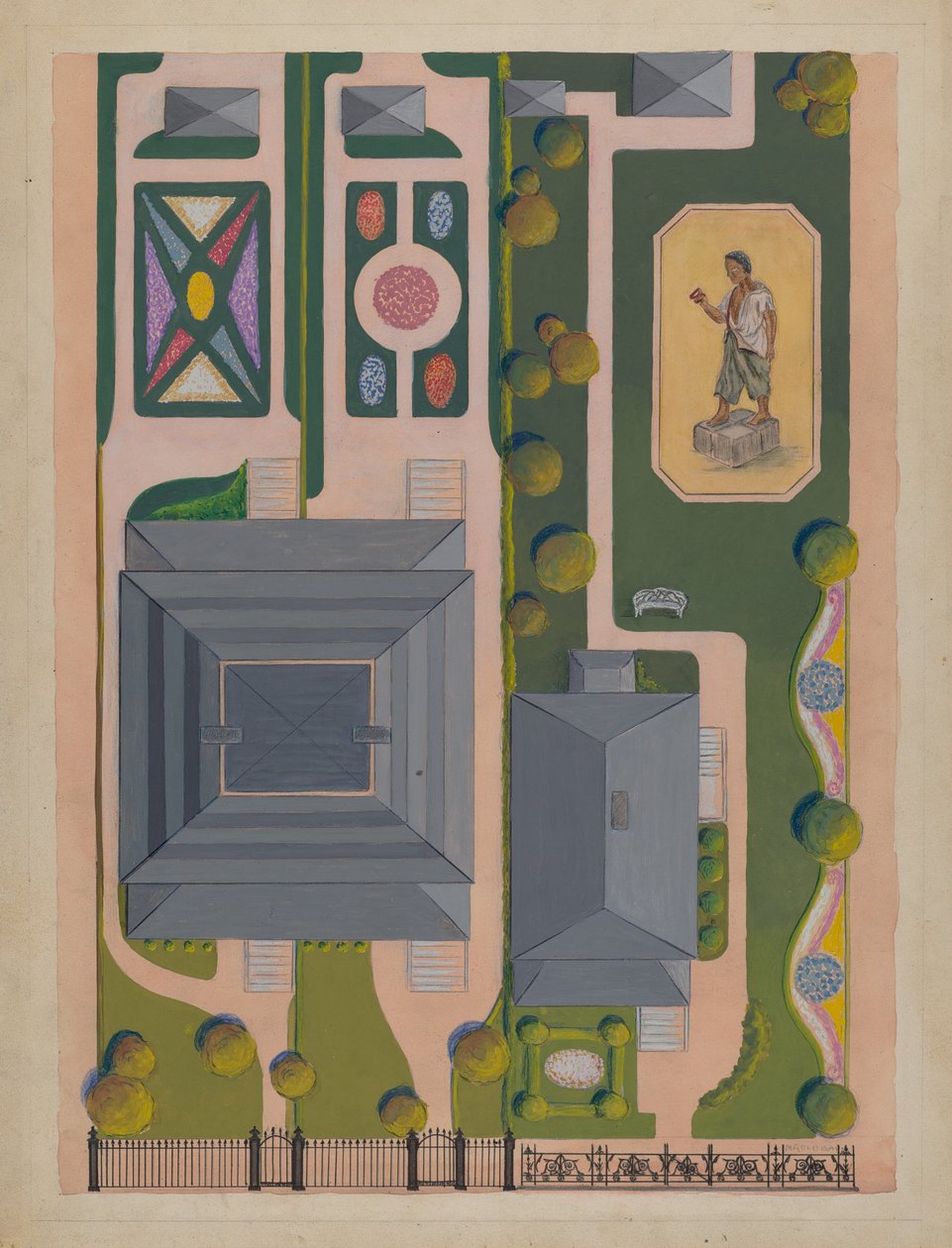 Ward és Green Gardens, c. 1936. alkotó: Meyer Goldbaum