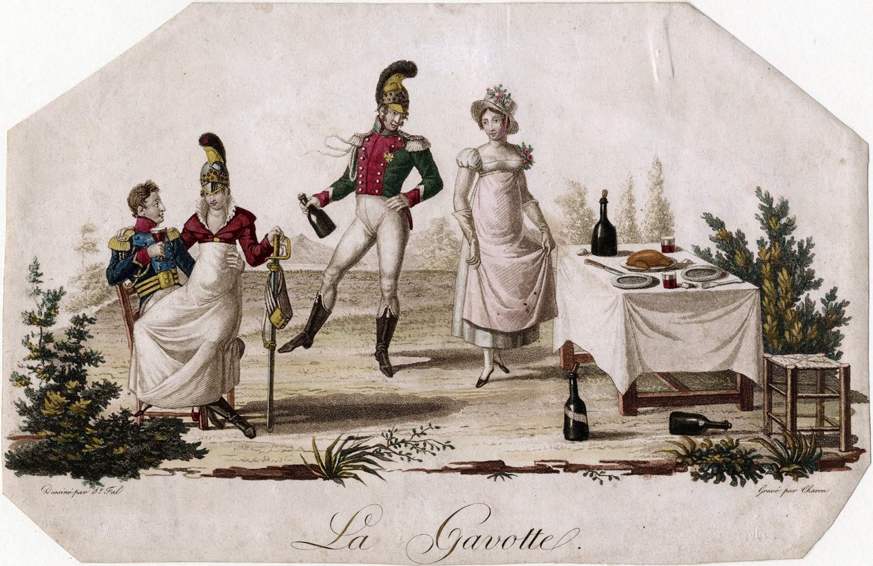 ""Gavotte Dance"" Litográfiája Meynier Saint-Fal (Saint Fal) (1762-1840) 1815 körül. Mérete 17,7x27,3 cm Magángyűjtemény alkotó: Meynier Saint Fal