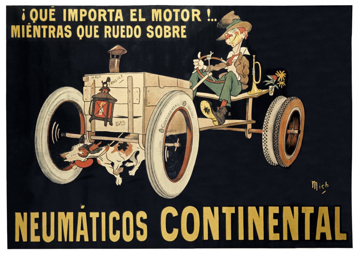 Continental gumiabroncsok, 1900 körül (nyomtatás) alkotó: Mich (1881 1923)
