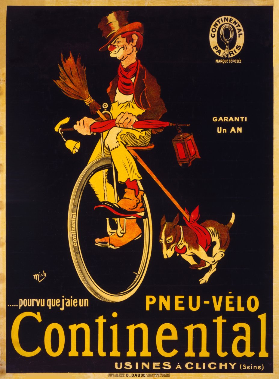 Feltéve, hogy van egy Continental kerékpár gumim, 1900 körül. alkotó: Mich