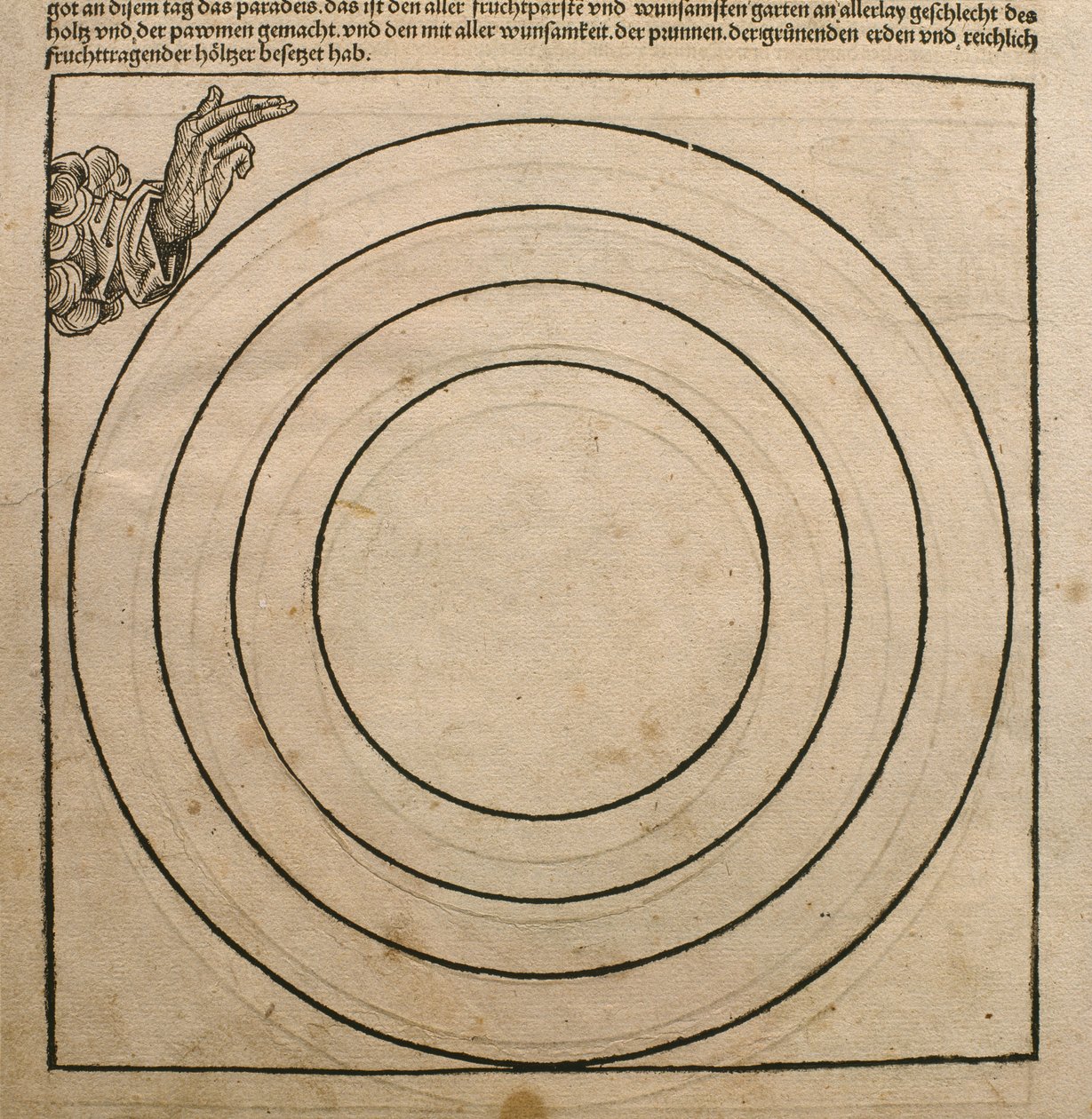 Az Atyaisten teremtette a földet, illusztráció Hartmann Schedel (1440-1514) 1493-ban Nürnbergben kiadott "Liber Chronicarum" című művéből. alkotó: Michael and Pleydenwurff, W. Wolgemuth