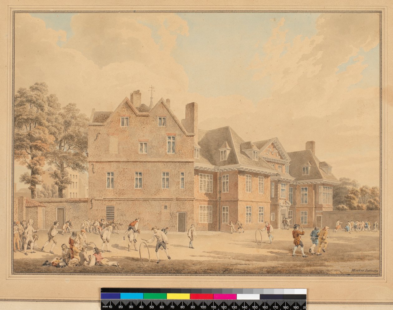 A régi kastély, Marylebone, mint iskola, 1791 (ceruza és WC) alkotó: Michael Rooker