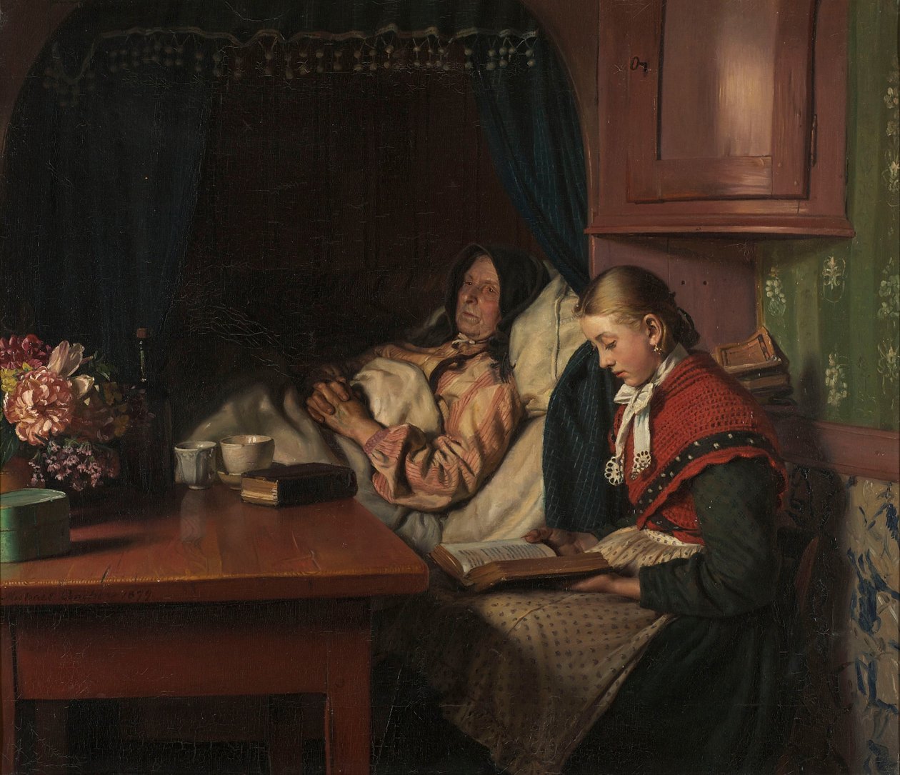 Nagymama betegágyon alkotó: Michael Peter Ancher