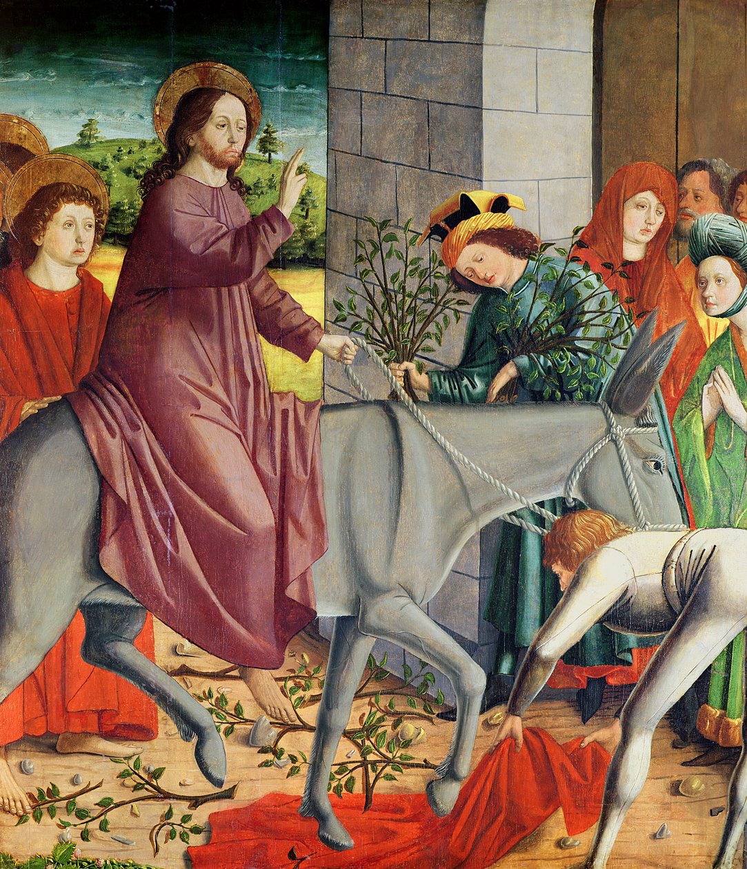 Krisztus belépése Jeruzsálembe, a Szent István-oltárról, 1470 körül alkotó: Michael Pacher