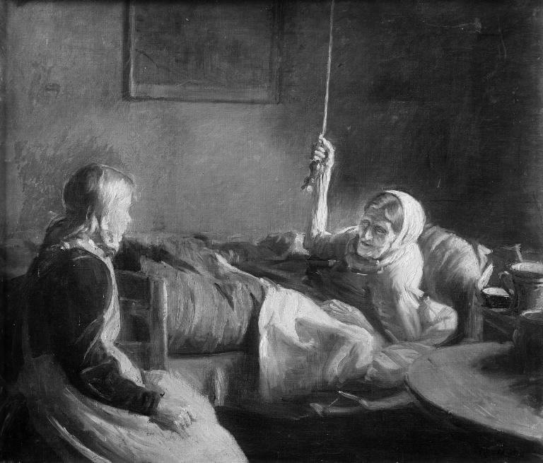 Öregasszony az ágyban alkotó: Michael Peter Ancher