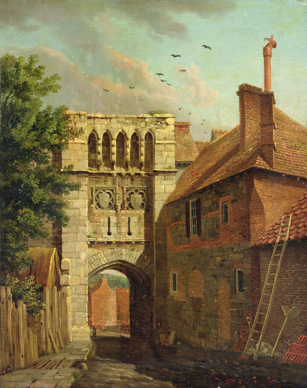 Westgate, Winchester (olaj, vászon) alkotó: Michael (1743 1801) Rooker