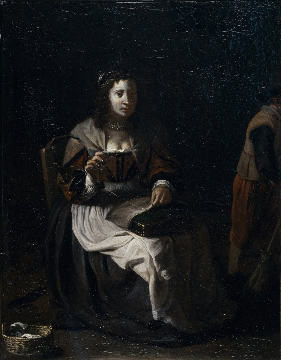 Egy nő varr (olaj, vászon) alkotó: Michael (attr. to) Sweerts