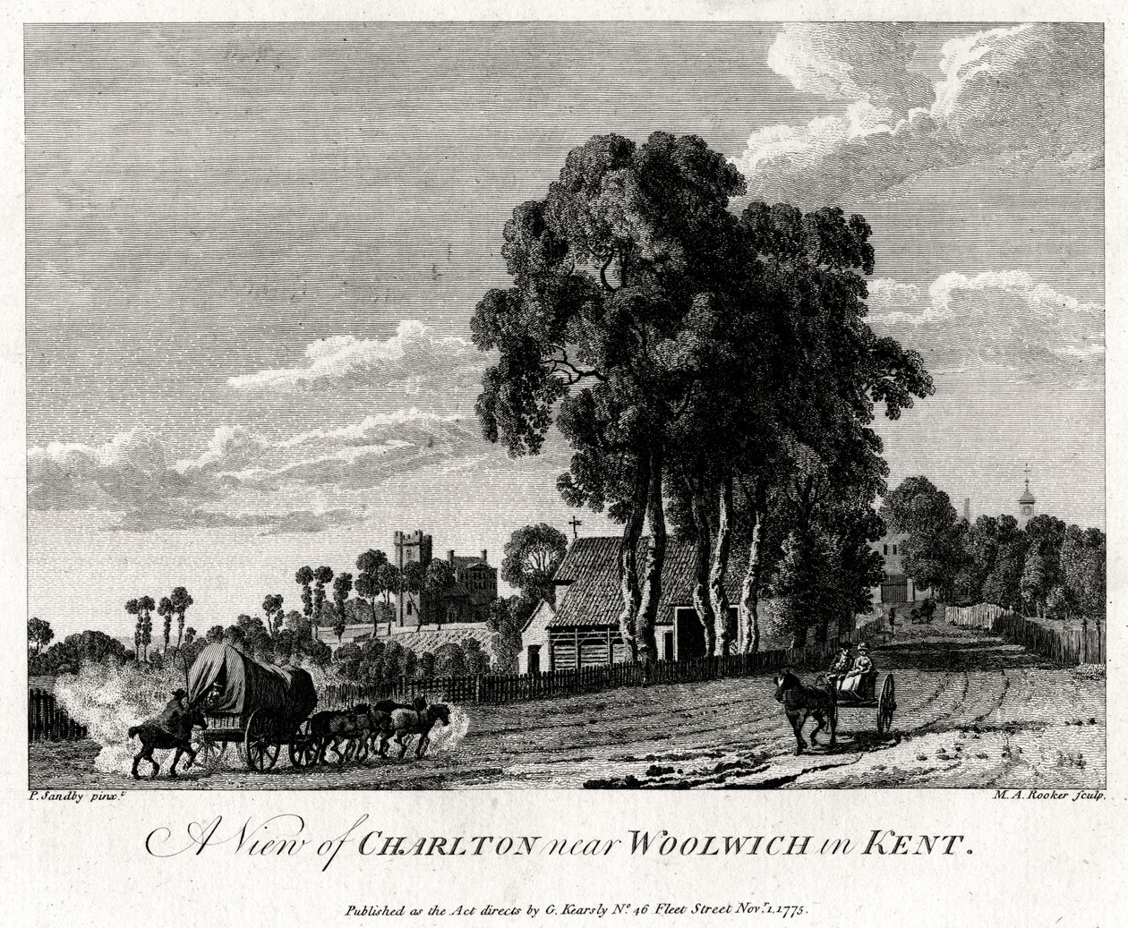Charlton kilátása Woolwich közelében, Kentben, 1775. alkotó: Michael Angelo Rooker