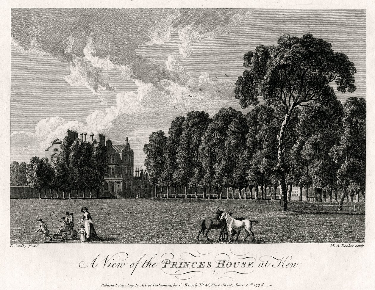 Kilátás a Princes House-ra Kew-ben, 1776 alkotó: Michael Angelo Rooker