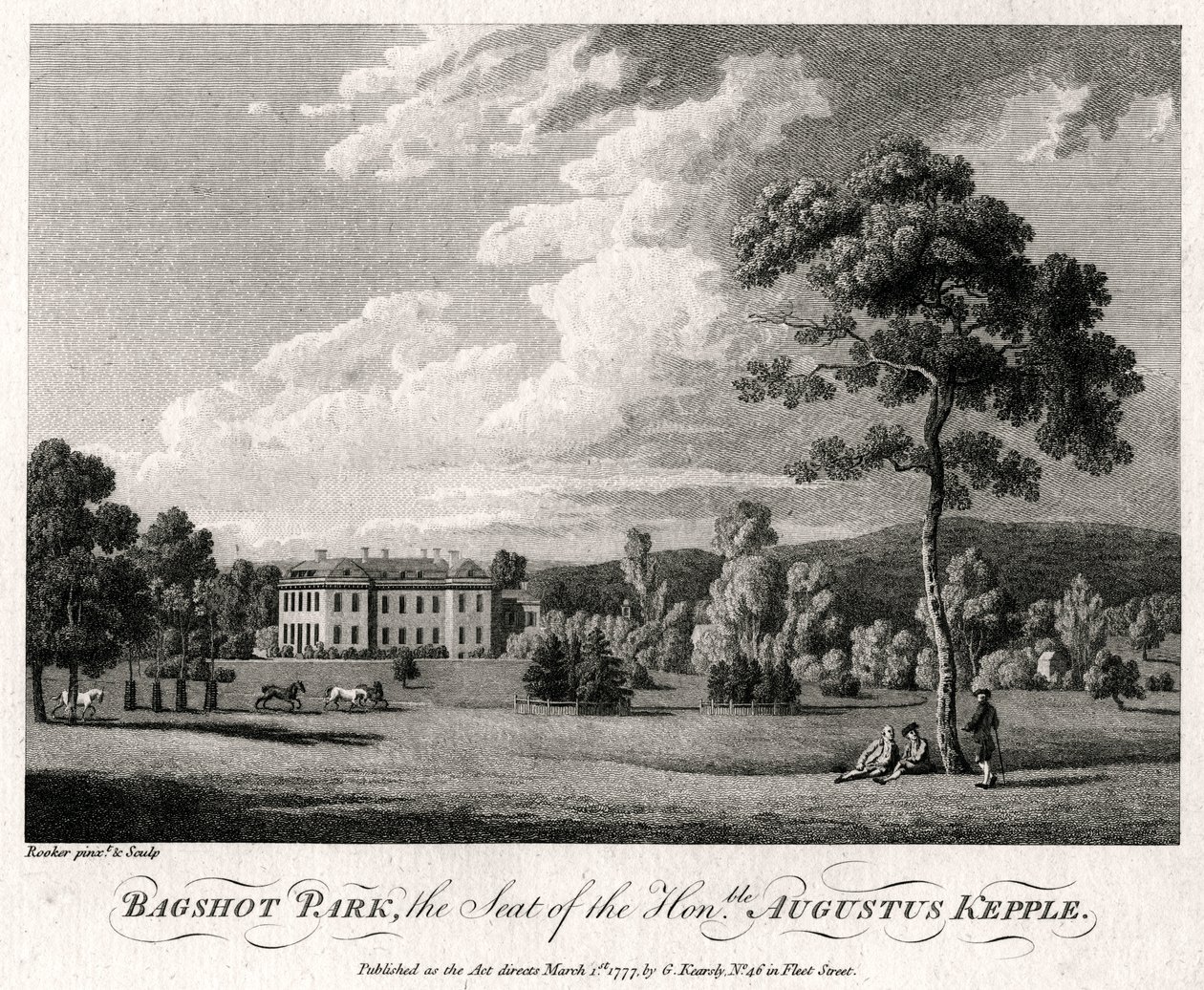 Bagshot Park, a tisztelt Augustus Kepple székhelye, 1777 alkotó: Michael Angelo Rooker