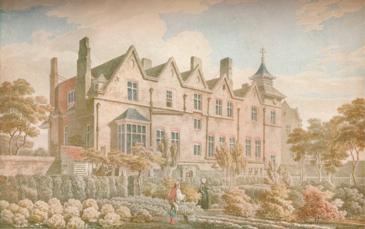 Marylebone Old Manor House: Kertfront, 1791, 1923 alkotó: Michael Angelo Rooker